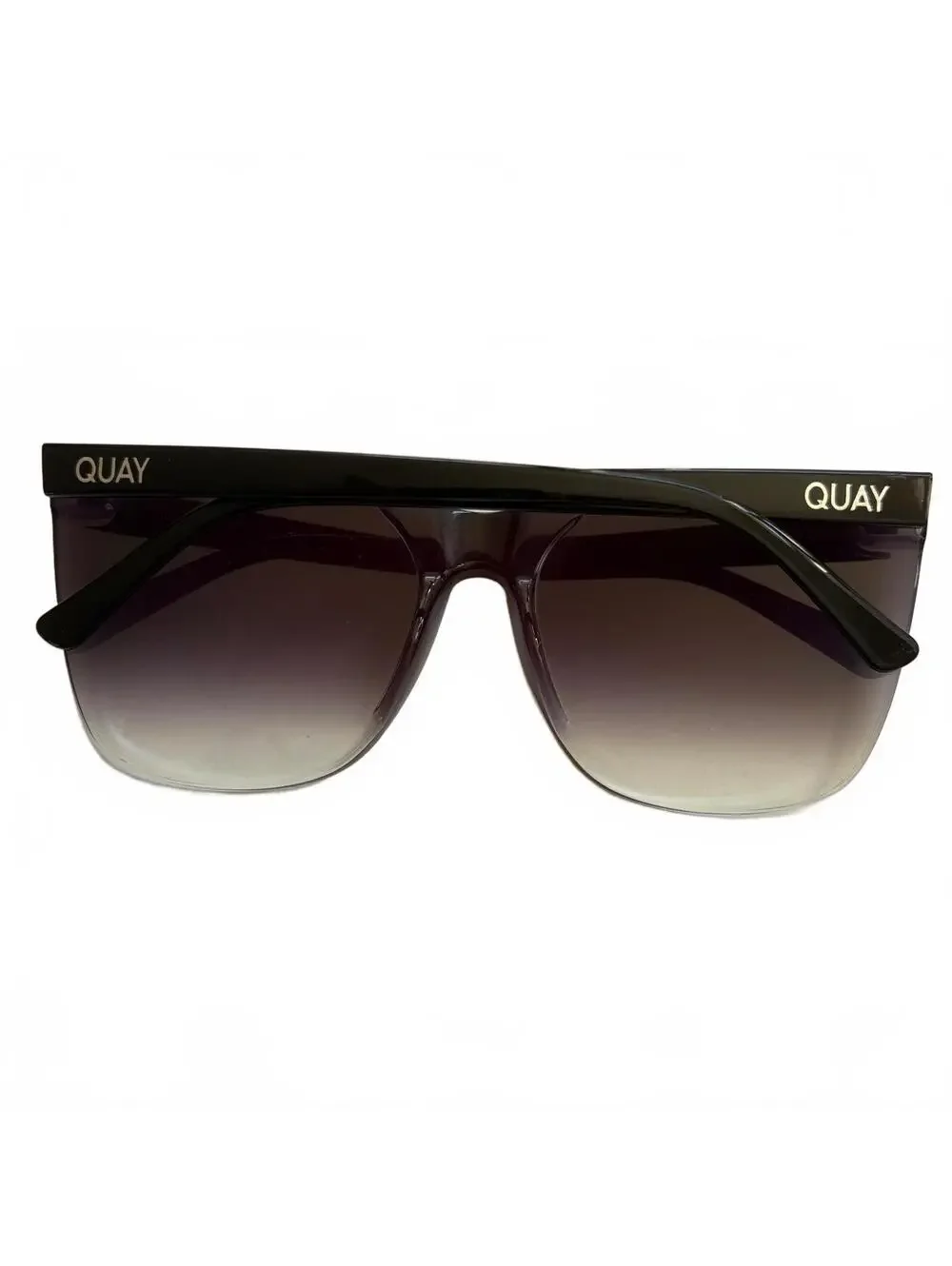 Quay Australia Come Thru Cat Eye Sunglasses Oversized Black Fade Gradient UV